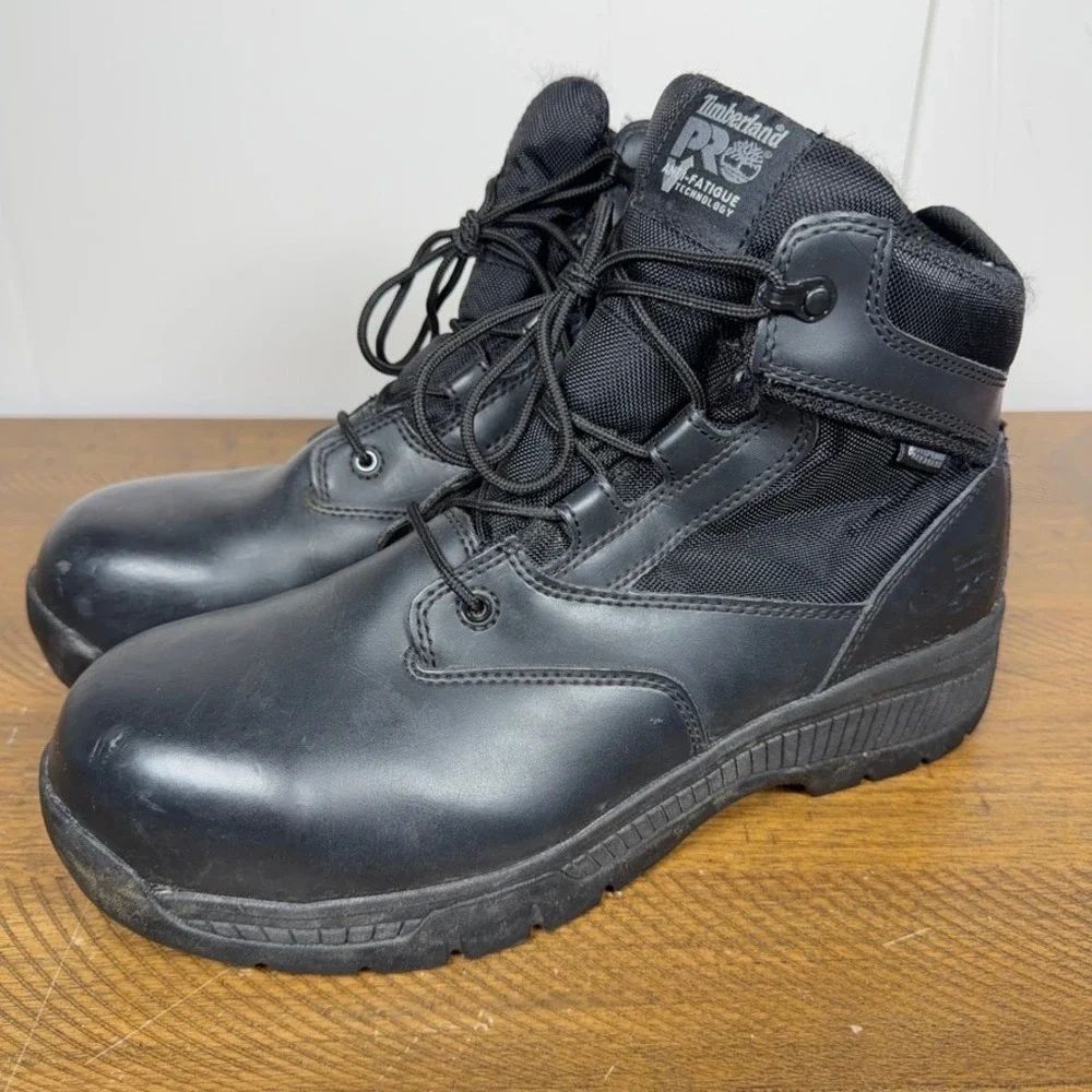 Timberland‎ PRO Boots Mens 10 Black Valor Duty Side Zip Tactical Waterproof Work